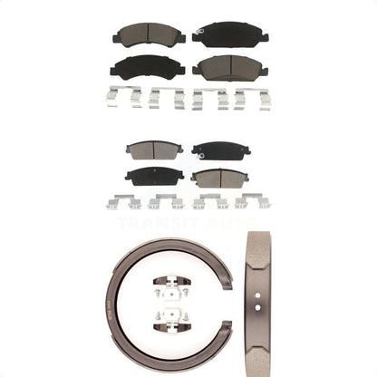 Ceramic Brake Pads Parking Shoes Front Rear Kit For GMC Chevrolet Sierra 1500 XL