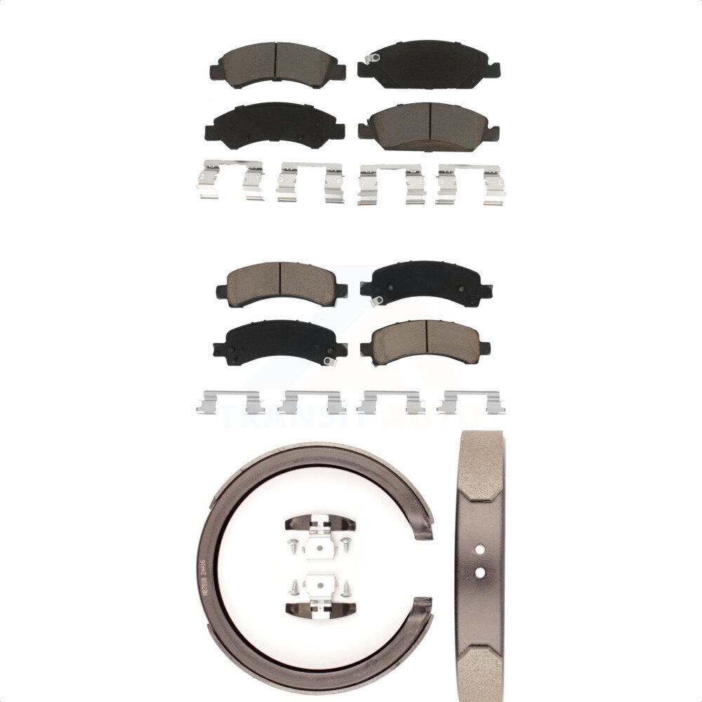 Ceramic Brake Pads & Parking Shoes Front Rear Kit For Chevrolet Express 1500 GMC