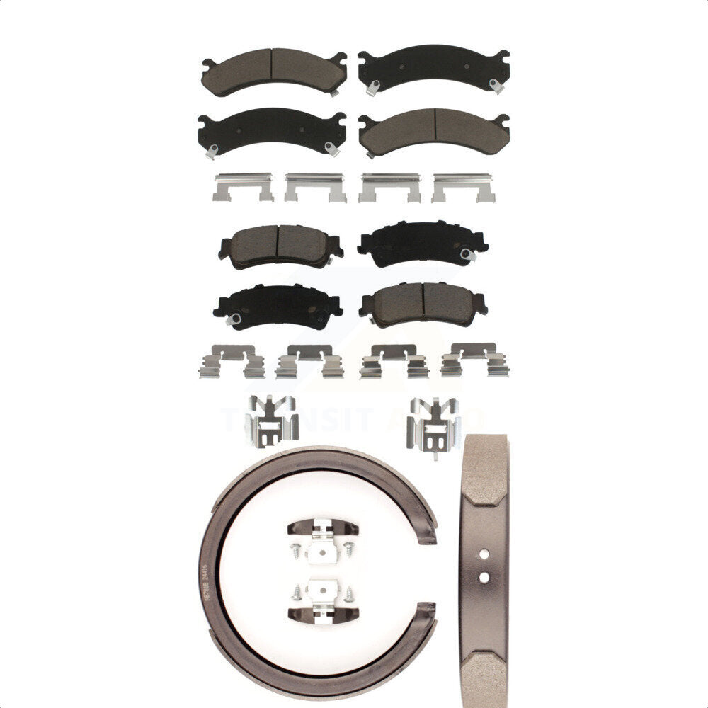 Ceramic Brake Pads And Parking Shoes Front Rear Kit For Cadillac DTS DeVille
