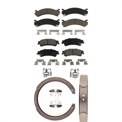 Ceramic Brake Pads And Parking Shoes Front Rear Kit For Cadillac DTS DeVille