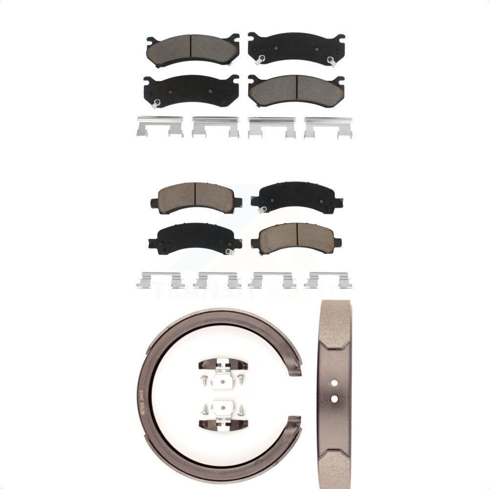 Ceramic Brake Pads Parking Shoes Front Rear Kit For Chevrolet Avalanche 1500 GMC