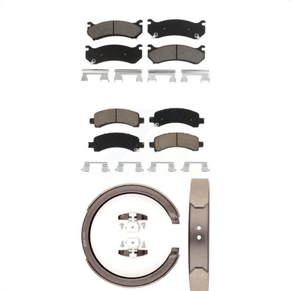 Ceramic Brake Pads Parking Shoes Front Rear Kit For Chevrolet Avalanche 1500 GMC