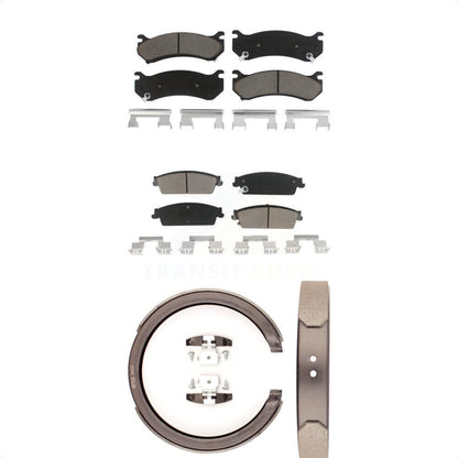 Ceramic Brake Pads And Parking Shoes Front Rear Kit For Chevrolet Silverado 1500