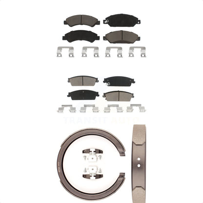 Ceramic Brake Pads Parking Shoes Front Rear Kit For Chevrolet Avalanche Cadillac