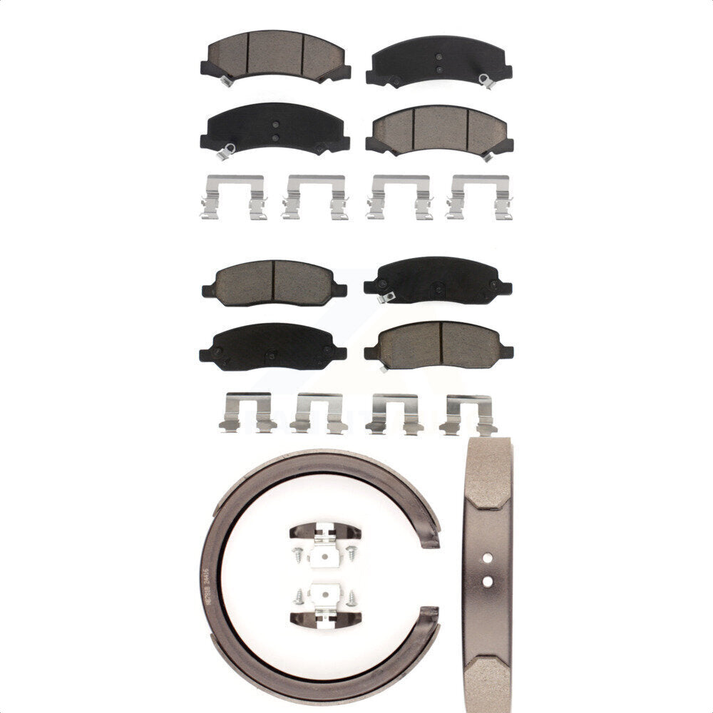 Ceramic Brake Pads And Parking Shoes Front Rear Kit For Cadillac DTS