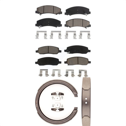 Ceramic Brake Pads And Parking Shoes Front Rear Kit For Cadillac DTS