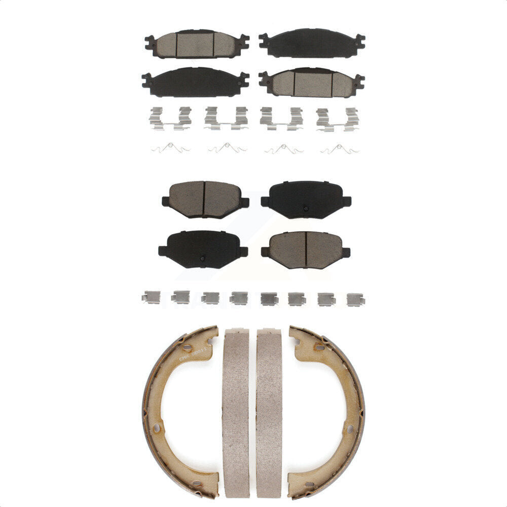 Ceramic Brake Pads And Parking Shoes Front Rear Kit For 2010-2012 Lincoln MKT