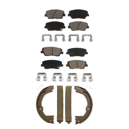 Ceramic Brake Pads Parking Shoes Front Rear Kit For 17-18 Hyundai Santa Fe Sport