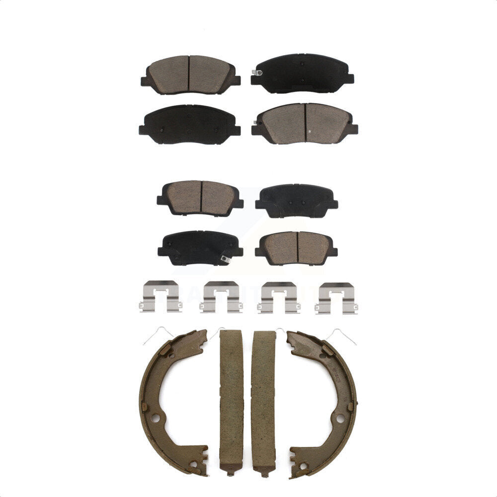Ceramic Brake Pads And Parking Shoes Front Rear Kit For Hyundai Santa Fe XL