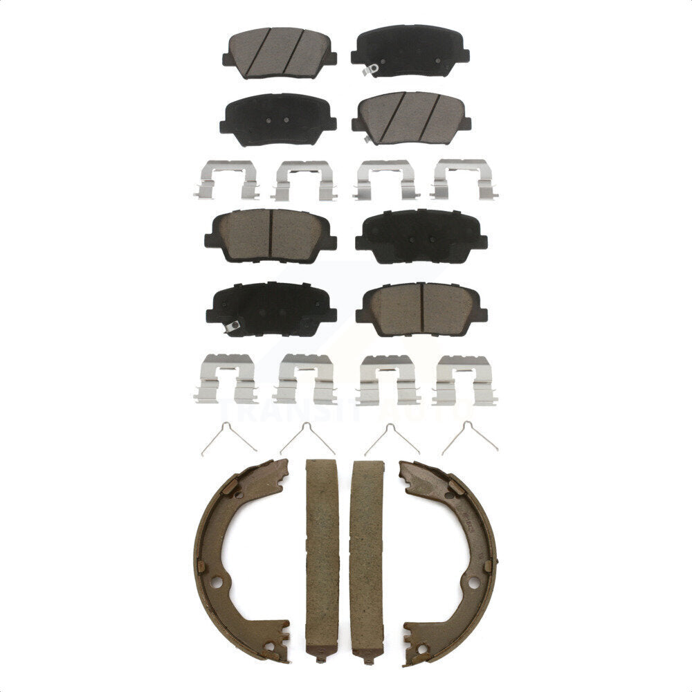 Ceramic Brake Pads And Parking Shoes Front Rear Kit For Kia Sorento