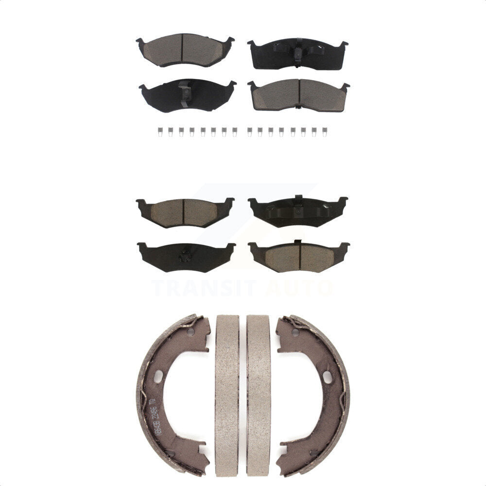 Ceramic Brake Pads And Parking Shoes Front Rear Kit For Neon Dodge Plymouth