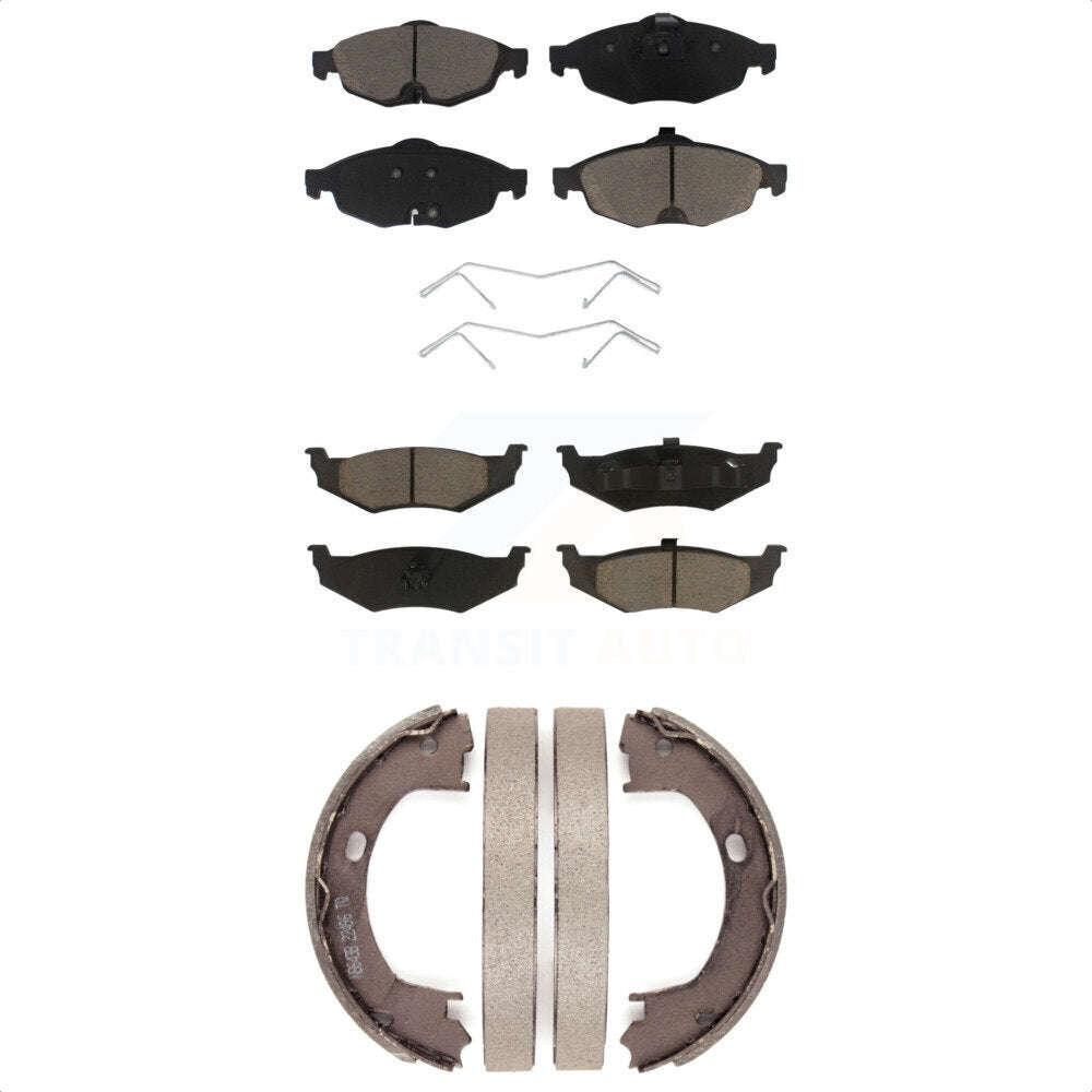 Ceramic Brake Pads And Parking Shoes Front Rear Kit For Chrysler Sebring Dodge