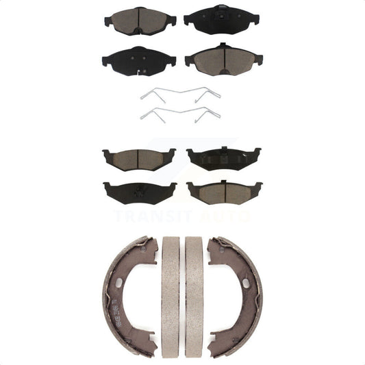 Ceramic Brake Pads And Parking Shoes Front Rear Kit For Chrysler Sebring Dodge