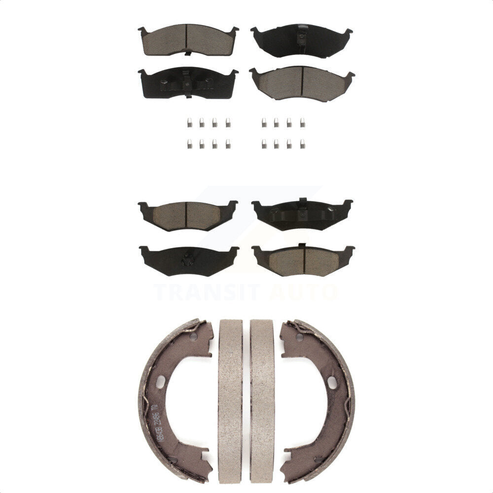 Ceramic Brake Pads Parking Shoes Front Rear Kit For Chrysler Intrepid Dodge 300M