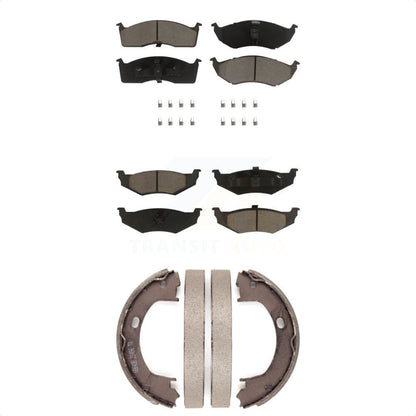 Ceramic Brake Pads Parking Shoes Front Rear Kit For Chrysler Intrepid Dodge 300M