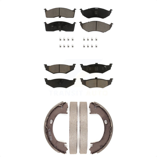 Ceramic Brake Pads Parking Shoes Front Rear Kit For Chrysler Intrepid Dodge 300M