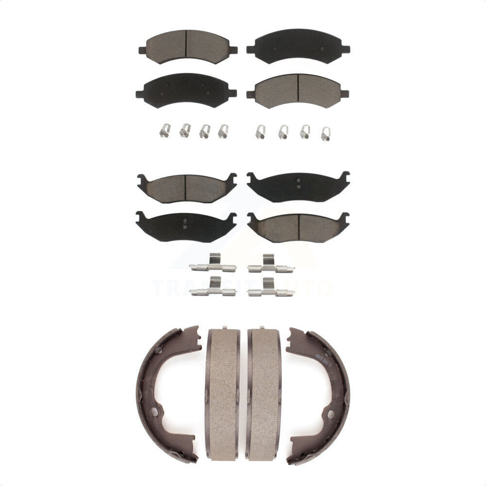 Ceramic Brake Pads Parking Shoes Front Rear Kit For Ram 1500 Classic Dodge Aspen