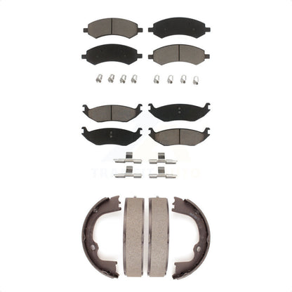 Ceramic Brake Pads Parking Shoes Front Rear Kit For Ram 1500 Classic Dodge Aspen
