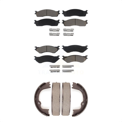 Ceramic Brake Pads And Parking Shoes Front Rear Kit For Dodge Ram 1500
