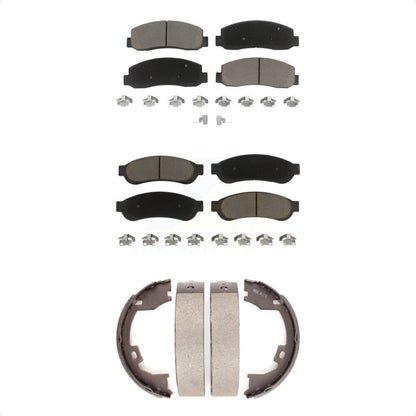 Ceramic Brake Pads And Parking Shoes Front Rear Kit For Ford F-350 Super Duty