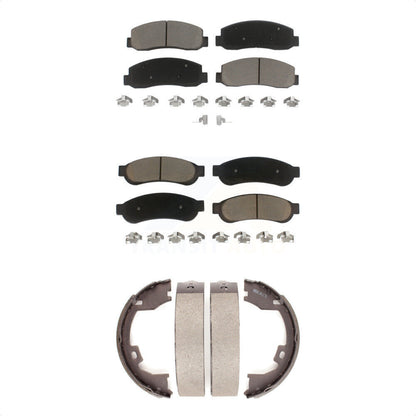 Ceramic Brake Pads & Parking Shoe Front Rear Kit For Ford F-250 Super Duty F-350