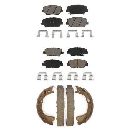 Ceramic Brake Pads And Parking Shoes Front Rear Kit For 2012-2017 Hyundai Azera