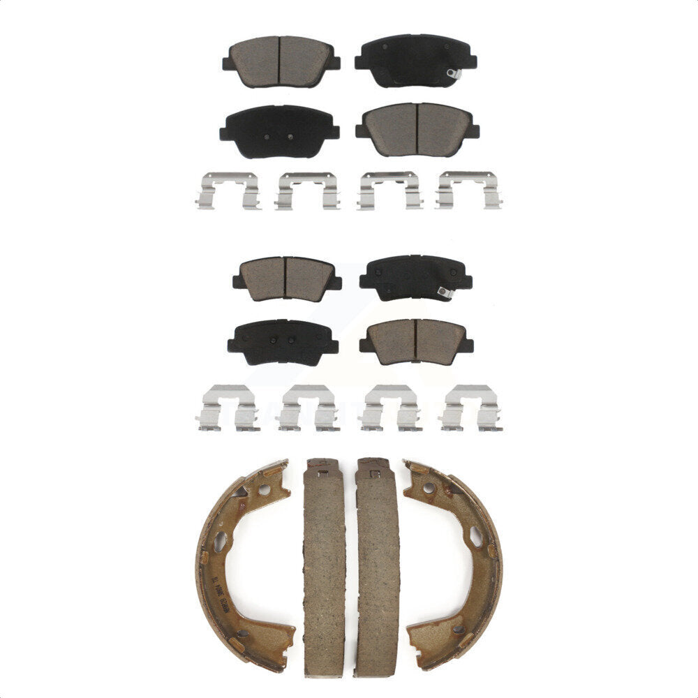 Ceramic Brake Pads And Parking Shoe Front Rear Kit For Hyundai Sonata Kia Optima