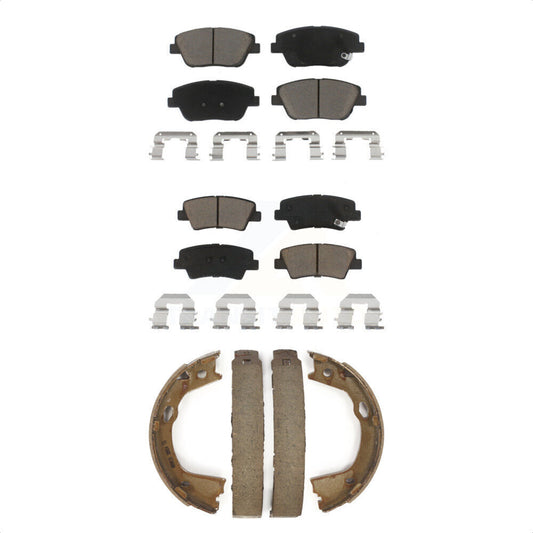 Ceramic Brake Pads And Parking Shoe Front Rear Kit For Hyundai Sonata Kia Optima