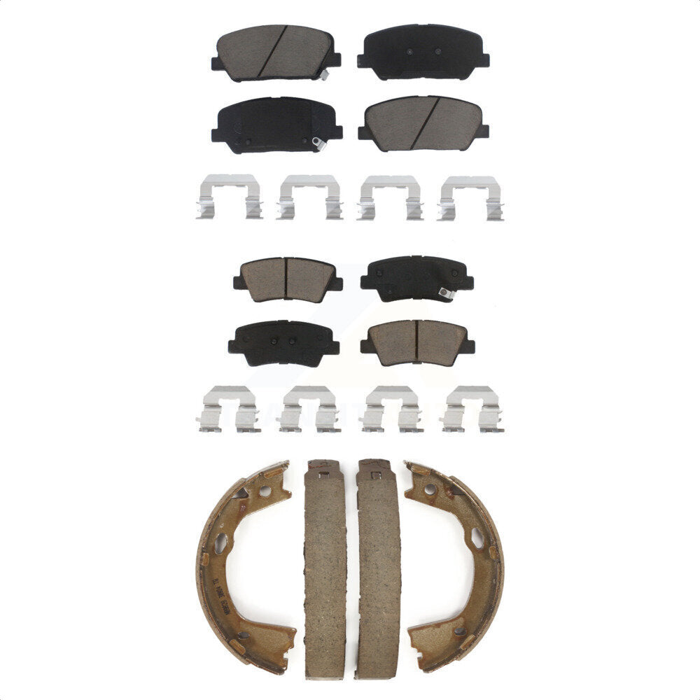 Ceramic Brake Pads And Parking Shoes Front Rear Kit For Kia Optima