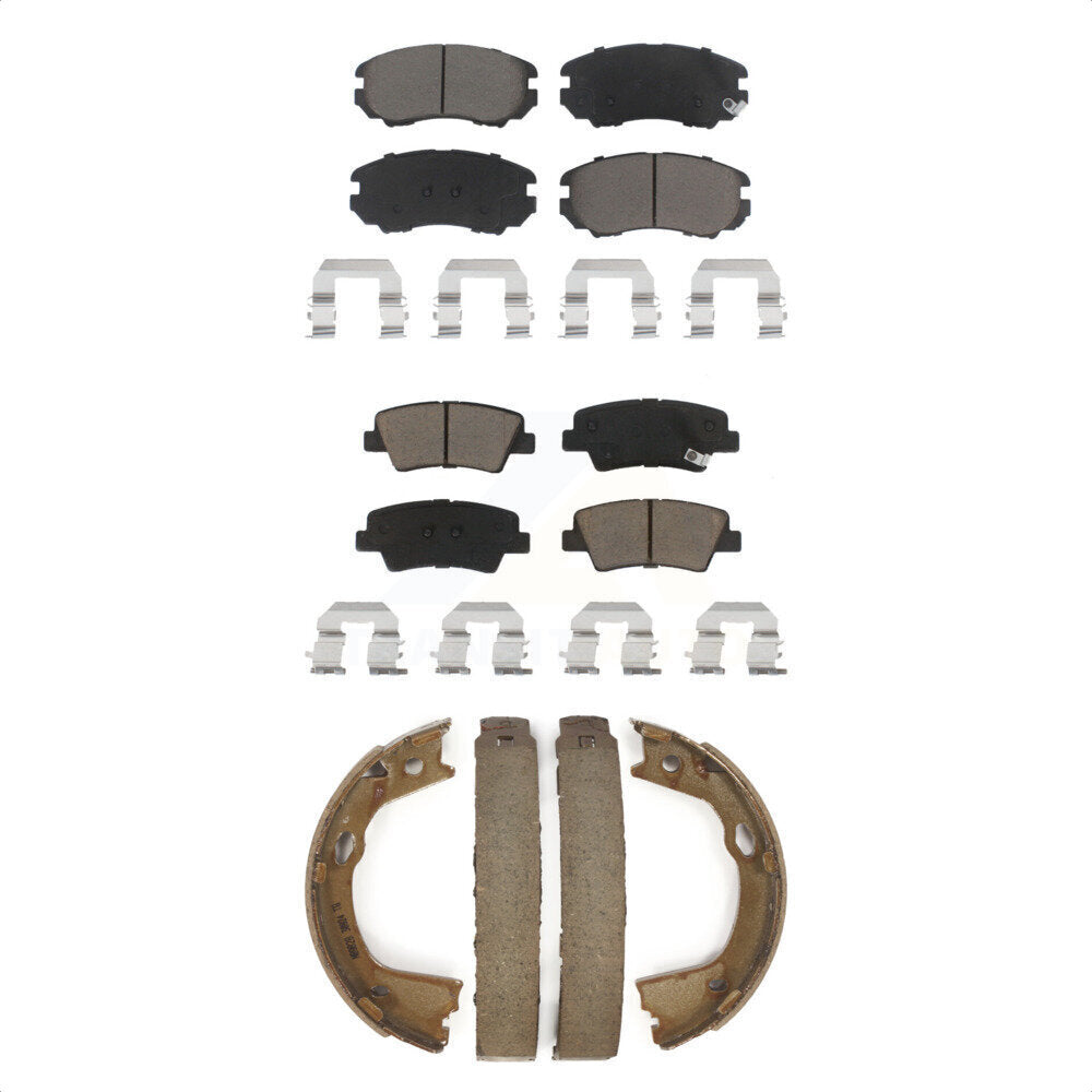 Ceramic Brake Pads And Parking Shoes Front Rear Kit For 2010-2011 Hyundai Azera
