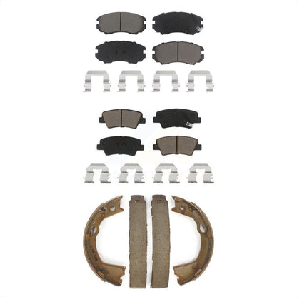 Ceramic Brake Pads And Parking Shoes Front Rear Kit For 2010-2011 Hyundai Azera