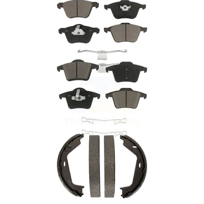 Ceramic Brake Pads And Parking Shoes Front Rear Kit For Volvo XC90