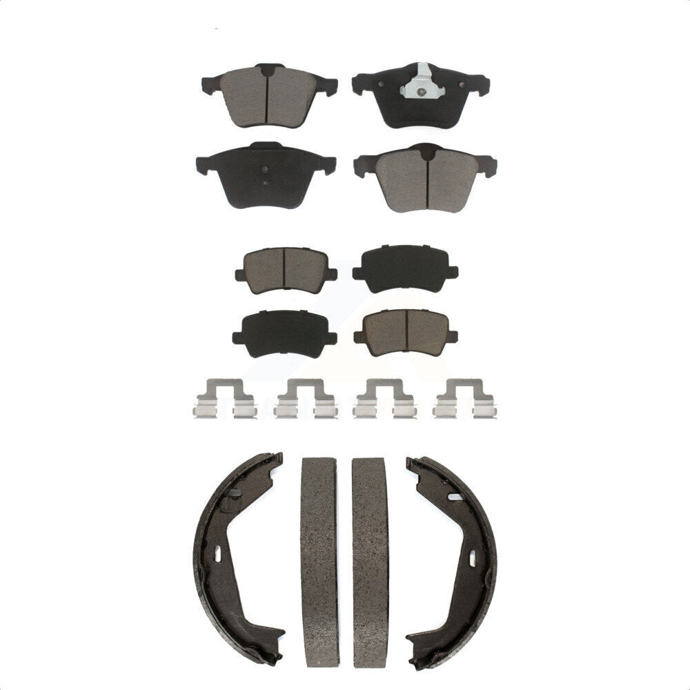 Ceramic Brake Pads And Parking Shoes Front Rear Kit For 2007-2009 Volvo S80 AWD