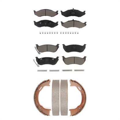 Ceramic Brake Pads And Parking Shoes Front Rear Kit For Jeep Wrangler TJ