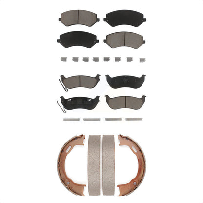 Ceramic Brake Pads And Parking Shoes Front Rear Kit For 2003-2007 Jeep Liberty