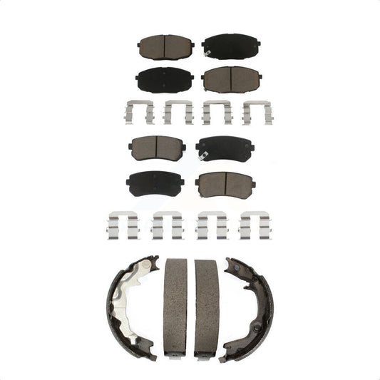 Ceramic Brake Pads And Parking Shoes Front Rear Kit For 2010-2013 Kia Forte Koup