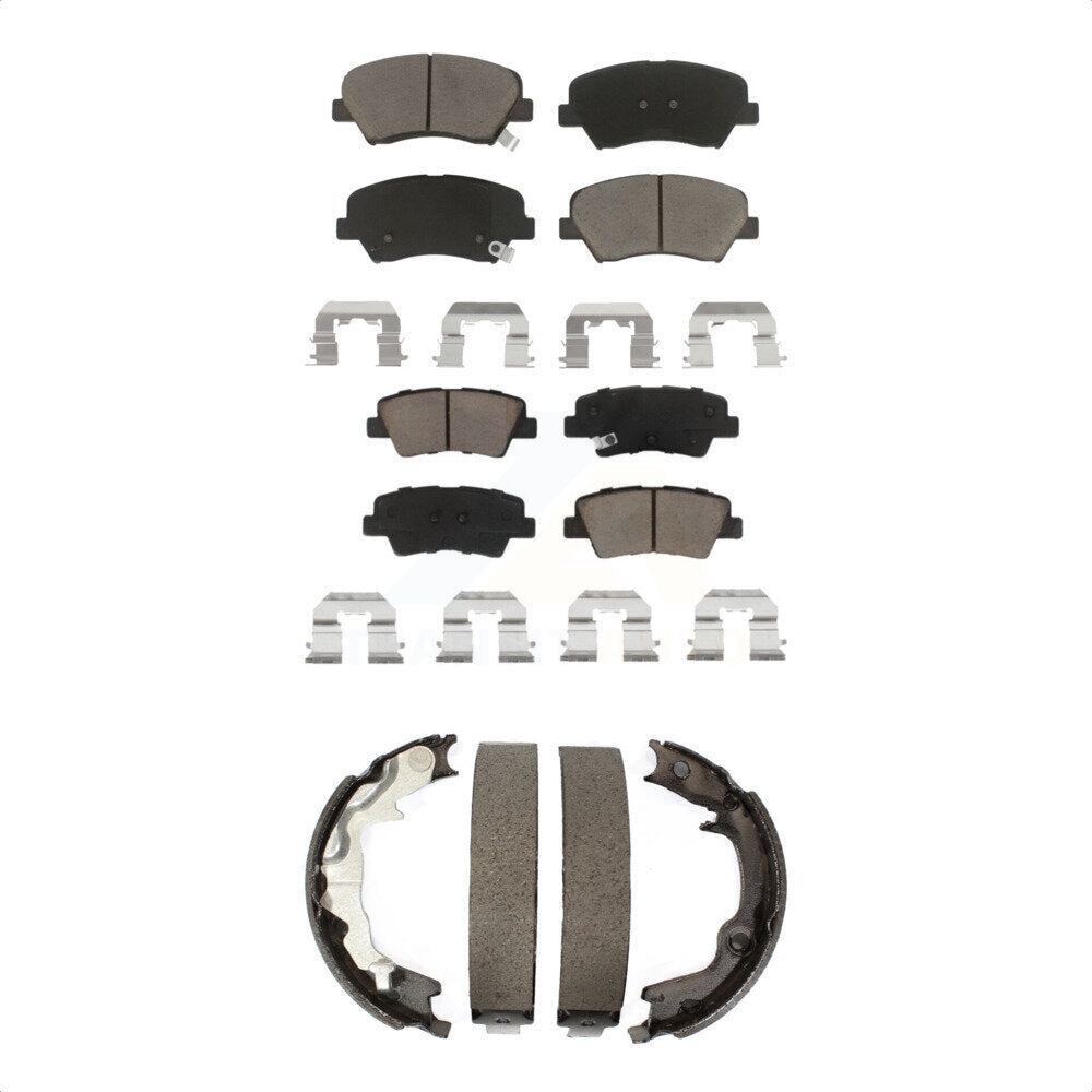 Ceramic Brake Pads And Parking Shoes Front Rear Kit For 2014 Kia Forte Koup