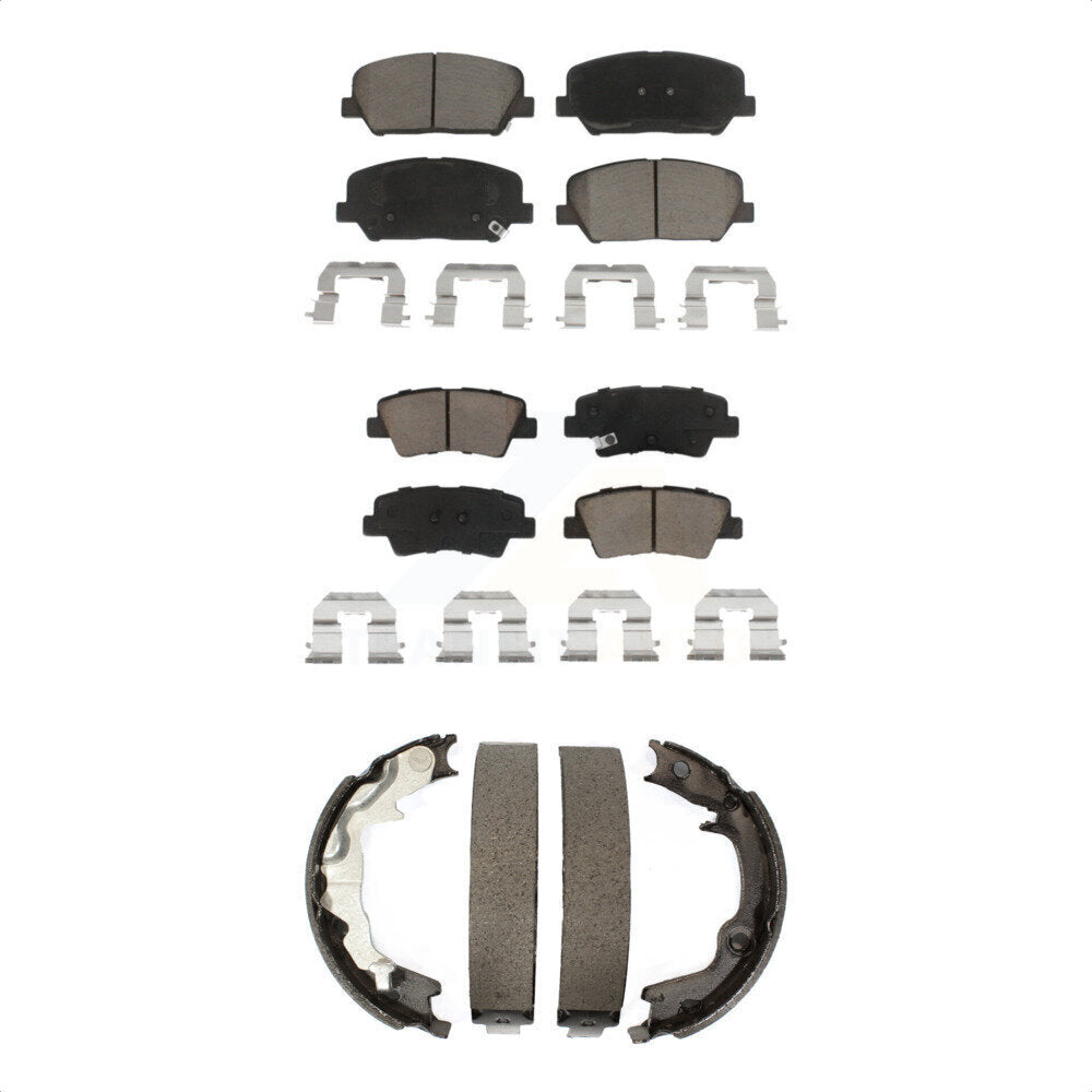 Ceramic Brake Pads & Parking Shoe Front Rear Kit For Kia Forte Koup Turbocharged