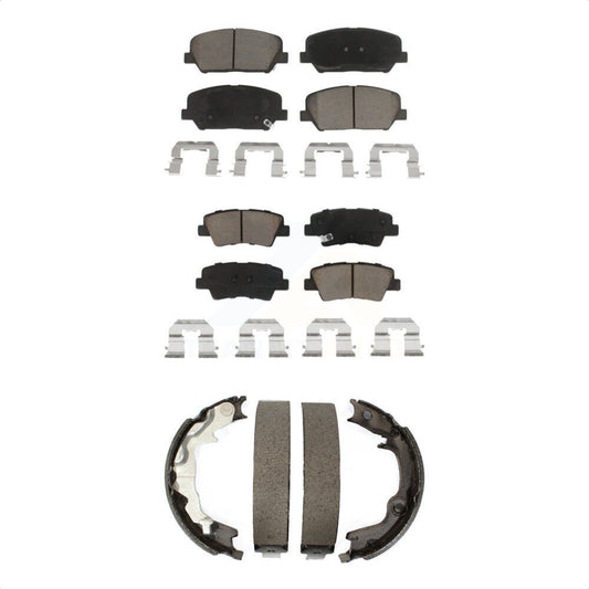 Ceramic Brake Pads & Parking Shoe Front Rear Kit For Kia Forte Koup Turbocharged