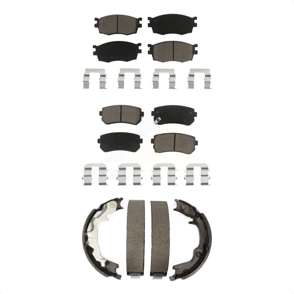 Ceramic Brake Pads & Parking Shoe Front Rear Kit For Hyundai Accent Kia Rio5 Rio