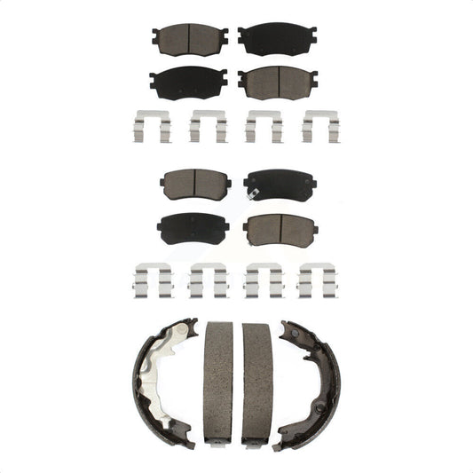 Ceramic Brake Pads & Parking Shoe Front Rear Kit For Hyundai Accent Kia Rio5 Rio