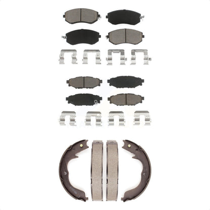 Ceramic Brake Pads And Parking Shoes Front Rear Kit For Subaru Impreza Forester