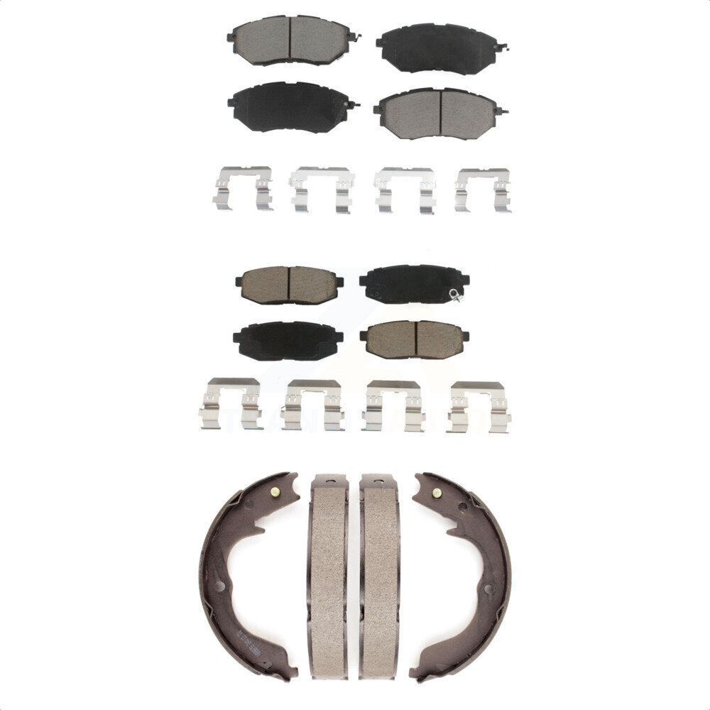 Ceramic Brake Pads And Parking Shoes Front Rear Kit For Subaru Outback Legacy
