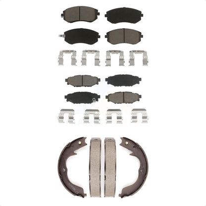 Ceramic Brake Pads And Parking Shoes Front Rear Kit For Subaru Outback Forester