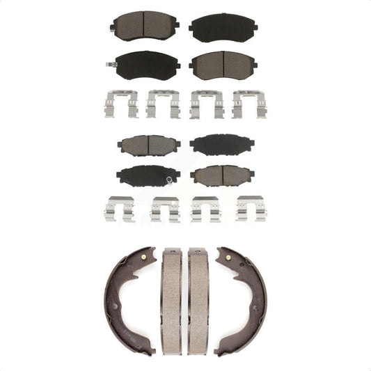 Ceramic Brake Pads And Parking Shoes Front Rear Kit For Subaru Outback Forester