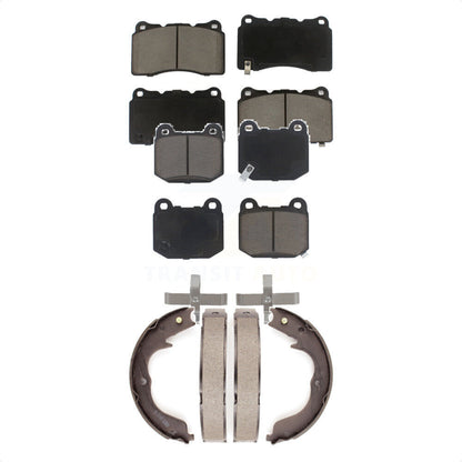 Ceramic Brake Pads And Parking Shoes Front Rear Kit For Subaru Impreza