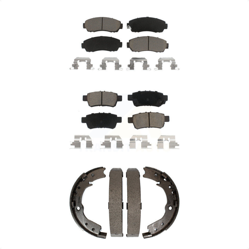 Ceramic Brake Pads And Parking Shoes Front Rear Kit For 2005-2010 Honda Odyssey
