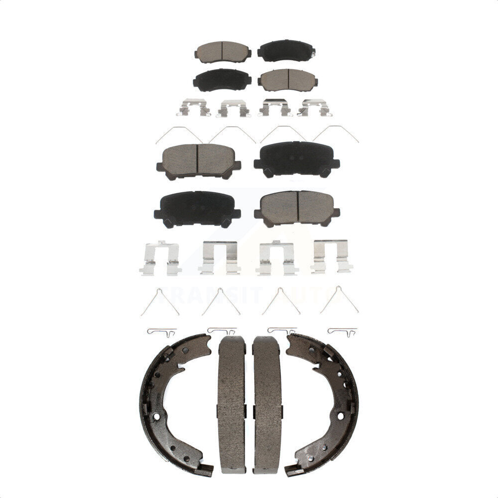 Ceramic Brake Pads And Parking Shoes Front Rear Kit For 2011-2017 Honda Odyssey