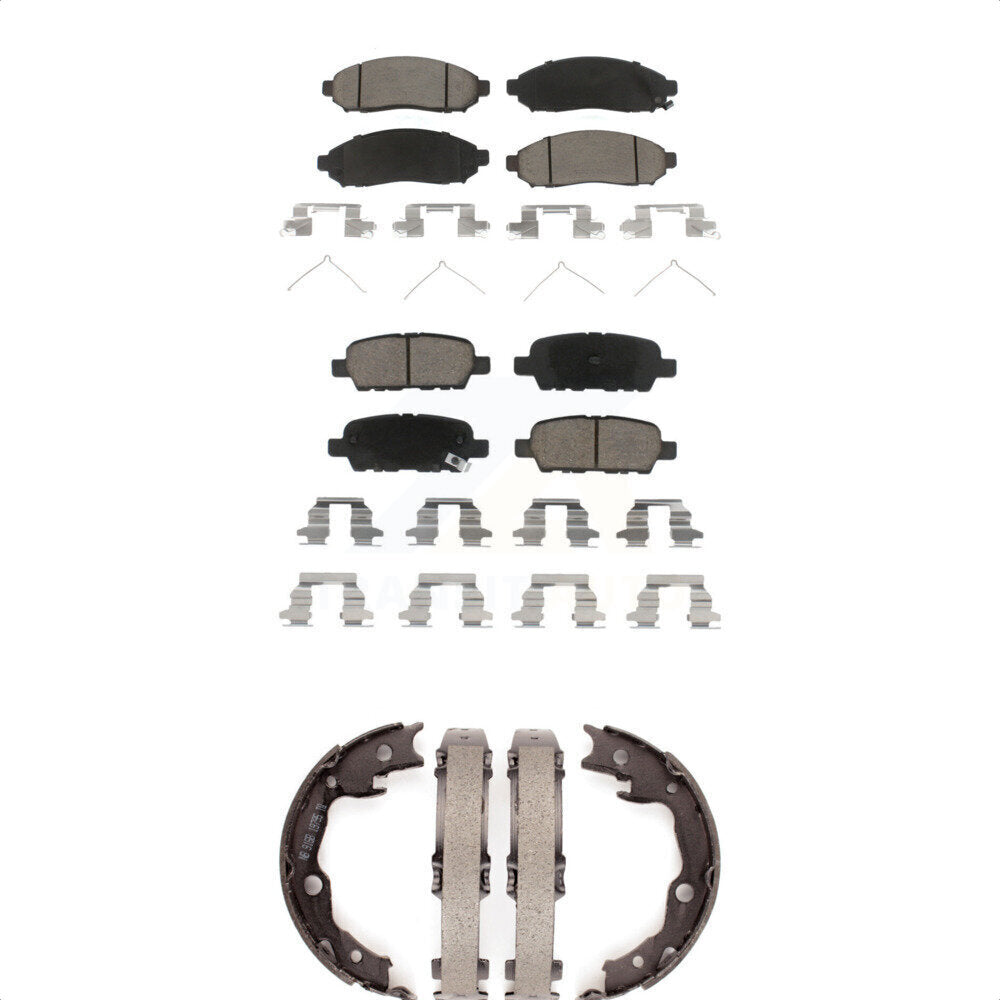 Ceramic Brake Pads And Parking Shoes Front Rear Kit For Nissan LEAF