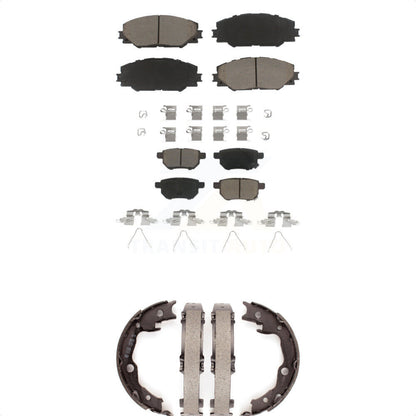Ceramic Brake Pads & Parking Shoes Front Rear Kit For Toyota Matrix Pontiac Vibe